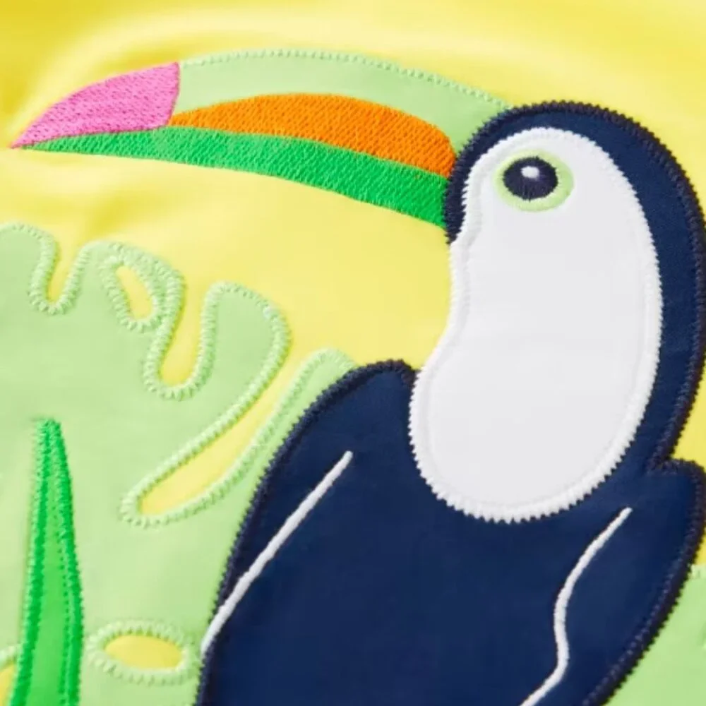 Gymboree Boys 4T Yellow Toucan Short Sleeve Swim Rashguard Aloha Beach UPF 50+